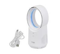 Russell Hobbs Compact Wireless Desk Fan, 3 Speed Settings, Bladeless Design, Ambient Lighting in White, RHBLDLUSB25