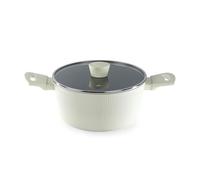 Russell Hobbs Côte Ceramic 24cm Stockpot with PFAS-Free Non-Stick Coating -Straight-Sided Forged Aluminium, Soft-Touch Handles & Glass Lid with Steam Vent, Induction Compatible