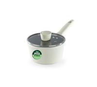 Russell Hobbs Cote Saucepan 16 Cm with Lid, Ceramic Nonstick, PFAS Free | Forged Aluminium Body, Soft Touch Cool Handle, Tempered Glass Lid With Steam Vent, Induction Suitable, Cream Finish