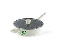 Russell Hobbs Côte Ceramic 28cm Sauté Pan with PFAS-Free Non-Stick Coating - Forged Aluminium Body, Soft-Touch Handles & Glass Lid with Steam Vent, Induction Compatible