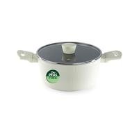 Russell Hobbs Côte Ceramic 24cm Stockpot with PFAS-Free Non-Stick Coating -Straight-Sided Forged Aluminium, Soft-Touch Handles & Glass Lid with Steam Vent, Induction Compatible