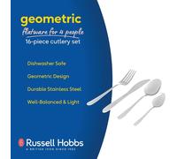 Russell Hobbs Cutlery Set Stainless Steel 16 PC Geometric - 15 Year Guarantee
