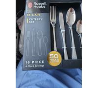 Russell Hobbs Cutlery Set Stainless Steel 16 Piece Tableware Silver Milan Range