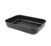 Russell Hobbs CW11431 Deep Roasting Tin, Vitreous Enamel Coated Large Roaster, Oven Baking Dish, Roast Chicken Tray, Meal/Vegetables, Dishwasher Safe, Romano Collection, 42 cm, Black