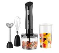 Russell Hobbs Hand Blender [3-in-1 Hand Mixer] Electric Chopper (Food Processor with 3 Attachments for Baby Food, Smoothies, Soup, 2 speeds + pulse, Stainless steel, BPA-Free) Matte Charcoal 27141