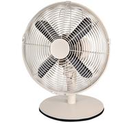 Russell Hobbs 12” Metal Desk Fan in Greige (Grey/Beige), 3 Speed Settings, Lightweight and Compact, Tilt and Oscillating Features, 4 Curved Blades, Up to 2 Years Guarentee, RHMDF1201GR