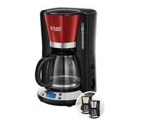 Russell Hobbs Digital Glass Coffee Maker Victoria 1.25 L WhirlTech Brewing Technology Digital Control with Programmable Timer 1100 Watt,Black