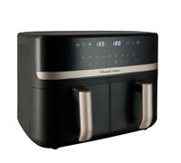 Russell Hobbs Dual Air Fryer 9L Rapid Airfryer [Dual Basket/Zone, Low-Noise, 9 Programs] satisfry (Dishwasher safe drawers, Max 20