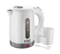 Russell Hobbs Electric 0.85L Travel Kettle, Small & Compact, Dual voltage, Ideal for abroad/caravan/camping, inc 2 cups & spoons, Removable washable