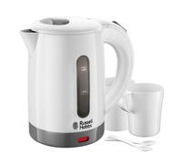 Russell Hobbs Electric 0.85L Travel Kettle, Small & Compact, Dual voltage, Ideal for abroad/caravan/camping, inc 2 cups & spoons, Removable washable