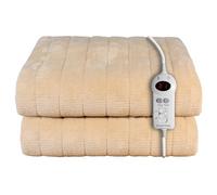 Russell Hobbs Electric Blanket Beige Heated Throw Sherpa & Microfleece 130 x 180 cm with Digital Remote, Auto Shutoff Overheat Protection 12 Hour Timer, 9 Heat Settings 2 Year Guarantee, RHHT1004BG