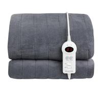 Russell Hobbs Electric Blanket Grey Heated Throw Microfleece 130 x 180 cm with Digital Remote, Auto Shutoff Overheat Protection 12 Hour Timer, 9 Heat Settings RHHT1004GR