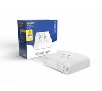 Russell Hobbs Electric Blanket, Heated King Fitted Underblanket, 3 Heat Settings, Low Energy & Energy Efficient, Machine Washable, 2x Remote, 150 X 200 cm, 120W, White, RHEKB6003, 2 Year Guarantee
