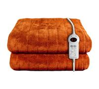 Russell Hobbs Electric Blanket Orange Heated Throw Sherpa & Microfleece 130 x 180 cm with Digital Remote, Auto Shutoff Overheat Protection 12 Hour Timer, 9 Heat Settings 2 Year Guarantee, RHHT1003OR