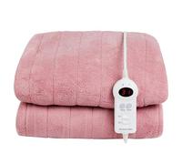 Russell Hobbs Electric Blanket Pink Heated Throw Microfleece 130 x 180 cm with Digital Remote, Auto Shutoff Overheat Protection 12 Hour Timer, 9 Heat Settings RHHT1004PNK
