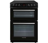 Russell Hobbs Electric Cooker 3 in 1 68L/37L Split Black Double Oven with 3 Shelves, Full-Size Grill Pan, 4 Zone Ceramic Hob, Energy Efficient, Up to 2 Years Guarantee, RH60EDOEH6011B