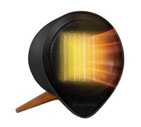 Russell Hobbs Electric Heater 1500W Retro Tripod Mini Ceramic Heater Scandi Wood Effect in Black with 2 Heat Settings, Touch Control, Overheat Protection, 2 Year Guarantee RHMCH1009B-SCA