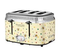 Russell Hobbs Emma Bridgewater Bumble Bee & Polka Dot 4 Slice Toaster (Countdown gauge shows time remaining, Independent & Wide Slots, Lift & look feature, 6 Browning settings, 2400W, Cream) 27250