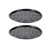Russell Hobbs Everyday Set of 2 Pizza Trays - Non-Stick Carbon Steel Bakeware, Baking Tray, Easy-Clean & Food Release, Dishwasher-Safe, 33 x 33cm, Perfect for Homemade/Frozen Pizzas & Family Meals