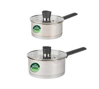 Russell Hobbs Excellence Saucepan Set, 16/18 cm Stainless Steel | 2-piece saucepan, Tempered Glass Lid With Steam Vent, Stainless Steel, Handle and Lid Knob, suitable for everyday cooking