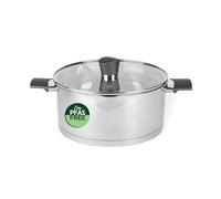 Russell Hobbs Excellence Stockpot 24 Cm, Stainless Steel, 4.8 L | Tempered Glass Lid With Draining Holes, Pouring Spout, Suitable For All Hobs Including Induction, Dishwasher Safe