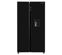 Russell Hobbs Freestanding American Fridge Freezer with Water Dispenser 442 Litre 70/30 in Black, Super Freeze Function 177cm Tall & 90cm Wide with 5 Glass Shelves RH90AFF201B-WD