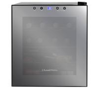 Russell Hobbs Wine Cooler 46 Litre 12 Bottle Undercounter Freestanding Beverage Holder for Beer, Stainless Steel, LED Light, Drinks & Snacks Mirrored Glass Door, RH15WC201MR