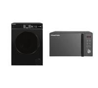 Russell Hobbs Freestanding Washing Machine, 8kg Capacity, 1400 rpm, 15 Programmes, Eco Technology & RHM2076B 20 Litre 741 W Black Digital Solo Microwave with 5 Power Levels
