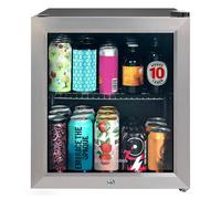 Russell Hobbs Mini Fridge 12 Bottle/46L Lockable Freestanding Stainless Steel Table Top Mini Beer & Wine Fridge, Lock and Key with Glass Door RHGWC3SS-LCK