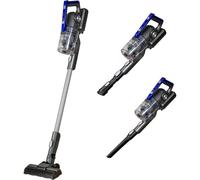 Russell Hobbs Cordless Stick Vacuum Cleaner Hoover 350W, 25.2V 3 Hour Quick Charge 50 Min Run Time, 22KPA Brushless Motor, 2 in 1 Multi Tool Glide Pro Plus Grey & Blue, For Carpet, Pet Hair RHHS4101