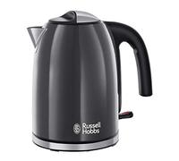 Russell Hobbs Grey Stainless Steel 1.7L Cordless Electric Kettle with black handle (Fast Boil 3KW, Removable washable anti-scale filter, Pull to open hinged lid, Perfect pour spout) 20414