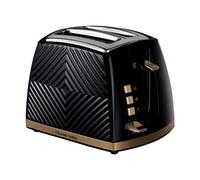Russell Hobbs Groove 2 Slice Toaster, Extra Wide Slots, 850W, Black, 26390 | For Thick Bread, 6 Browning Levels, Frozen/Reheat/Cancel Functions, Removable Crumb Tray