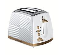 Russell Hobbs Groove 2 Slice Toaster (High Lift, Extra Wide Slots, 6 Browning levels, Frozen/Cancel/Reheat function - Illuminated buttons, Removable crumb tray, 850W, White, Brushed gold accents)26391