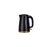 Russell Hobbs Groove Electric 1.7L Cordless Kettle (Fast Boil 3KW, Black textured plastic with brushed gold accents, Removable washable anti-scale