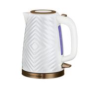 Russell Hobbs Groove Electric 1.7L Cordless Kettle (Fast Boil 3KW, White textured plastic with brushed gold accents, Removable washable anti-scale