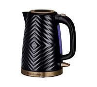 Russell Hobbs Groove Electric Kettle, 1.7L, Fast Boil, Black, 26380 | Textured Plastic with Brushed Gold Accents, Removable Washable Anti-scale Filter, Push to Open Lid, Perfect Pour Spout