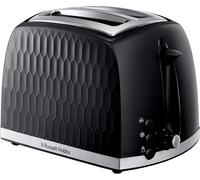 Russell Hobbs Honeycomb 2 Slice Toaster, Black, Textured High Gloss