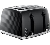 Russell Hobbs Honeycomb 4 Slice Toaster (Independent & Extra wide slots with high lift, 6 Browning levels, Frozen/Cancel/Reheat function, Removable crumb tray, 1500W, Black textured high gloss) 26071