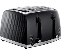 Russell Hobbs Honeycomb 4 Slice Toaster (Independent & Extra wide slots with high lift, 6 Browning levels, Frozen/Cancel/Reheat function, Removable crumb tray, 1500W, Black textured high gloss) 26071