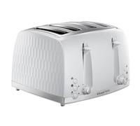 Russell Hobbs Honeycomb 4 Slice Toaster (Independent & Extra wide slots with high lift, 6 Browning levels, Frozen/Cancel/Reheat function, Removable crumb tray, 1500W, White textured high gloss) 26070
