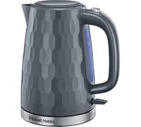 Russell Hobbs Honeycomb Electric 1.7L Cordless Kettle (Fast Boil 3KW, Grey premium plastic, matt & high gloss finish, Removable washable anti-scale f