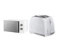 Russell Hobbs Honeycomb RHMM715 17 Litre 700W Solo Manual Microwave - White & 26060 Double Slice Toaster - Wider wider Slots, Lift Feature
