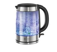 Russell Hobbs Illuminating 1.7L Electric Cordless Glass Kettle with black/brushed stainless steel accents (Fast Boil 3KW, Washable anti-scale filter, Button to open lid, Perfect pour spout) 21600-10
