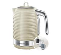 Russell Hobbs Inspire Electric 1.7L Cordless Kettle (Fast Boil 3KW, Cream premium textured plastic, high gloss finish, Removable washable anti-scale filter, Pull off lid, Perfect pour spout) 24364