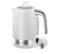 Russell Hobbs Inspire Electric 1.7L Cordless Kettle (Fast Boil 3KW, White premium textured plastic, high gloss finish, Removable washable anti-scale filter, Pull off lid, Perfect pour spout) 24360
