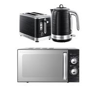 Russell Hobbs Inspire Solo Microwave, Jug Kettle & 2-Slice Toaster Bundle - Black, Black