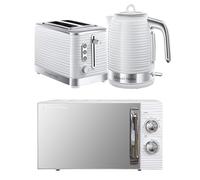 Russell Hobbs Inspire White Kitchen Set, 1.7L 2400W Kettle, 2 Slice Toaster with Variable Browning Levels & 17L 700W Microwave with 5 Power Levels, Defrost & Reheat Functions INSPBNDL2W