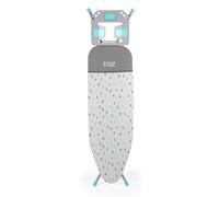 Russell Hobbs LA083234AQUA2FEU7 Collapsible Ironing Board - Foldable Ironing Table, Thick Felt Underlay with Stylish Cotton Cover, 7 Height Positions, Large Iron Rest with Hanger Holes, Non-Slip Feet