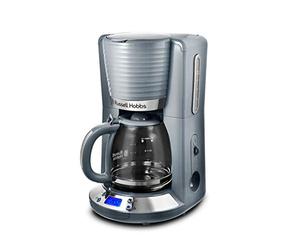 Russell Hobbs Kaffeemaschine [Digitaler Timer, Brausekopf für optimale Extraktion&Aroma] Inspire Grau (1 bis 10 Tassen, 1,25l Glaskanne, Warmhalteplatte, 1100W) Filterkaffeemaschine 24393-56