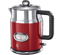 Russell Hobbs Kettle, retro red, 1.7 l, 2400 W, quick cooking function, water temperature display in retro design, filling level marking, optimised